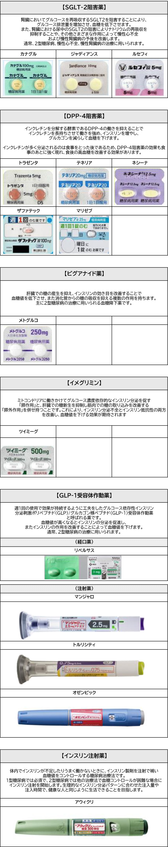 糖尿病治療薬のご紹介一覧